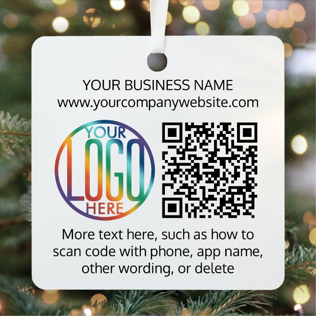 2 Sided Logo & QR Code Business Promotional Square Metal Tree Decoration (Creator Uploaded)