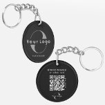 2 sided Logo & QR Code on Black Company Business Key Ring<br><div class="desc">Custom acrylic Logo Keychain with a simple minimal design,  made of ultra-durable acrylic,  UV resistant and waterproof. Add your URL to create QR Code. logo and text.</div>