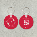 2 sided Logo & QR Code on Cherry red Business  Key Ring<br><div class="desc">Personalised light and waterproof Logo Keychains with a simple minimal design. Add your URL to create QR Code,  logo and text.</div>