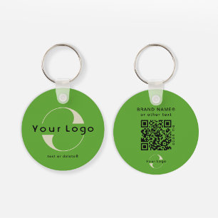 2 sided Logo & QR Code on Green Company Business K Key Ring
