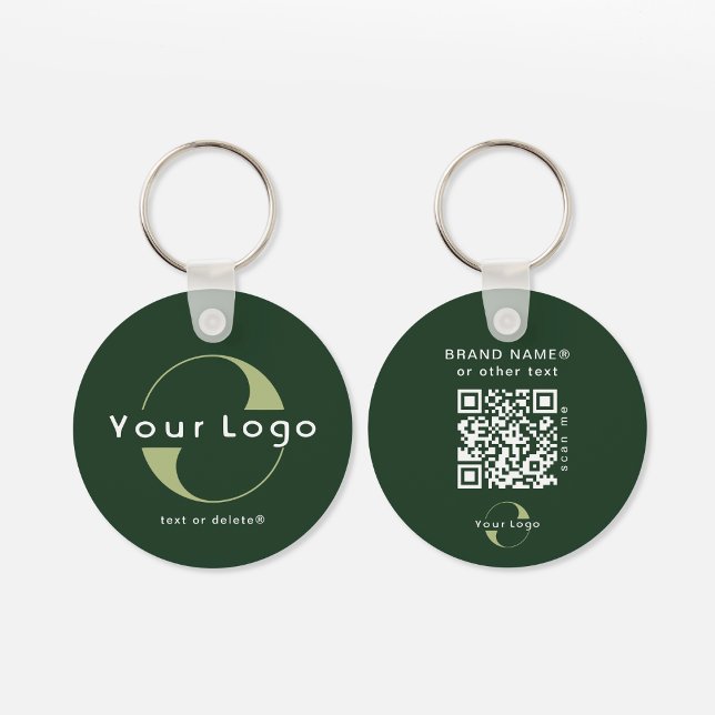 2 sided Logo & QR Code on Green Company Business K Key Ring (Creator Uploaded)