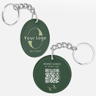 2 sided Logo & QR Code on Green Company Business Key Ring