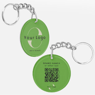 2 sided Logo & QR Code on Green Company Business Key Ring