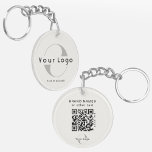 2 sided Logo QR Code on Off white Company Business Key Ring<br><div class="desc">Custom acrylic Logo Keychain with a simple minimal design,  made of ultra-durable acrylic,  UV resistant and waterproof. Add your URL to create QR Code. logo and text.</div>