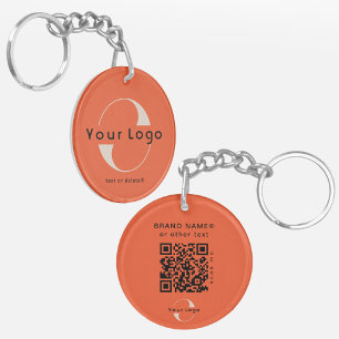 2 sided Logo & QR Code on Orange Company Business Key Ring