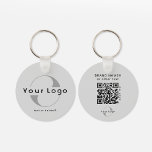 2 sided Logo & QR Code on Silver Company Business Key Ring<br><div class="desc">Personalised light and waterproof Logo Keychains with a simple minimal design. Add your URL to create QR Code,  logo and text.</div>