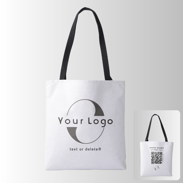 2 sided Logo & QR Code, White Company Business Tote Bag (Creator Uploaded)