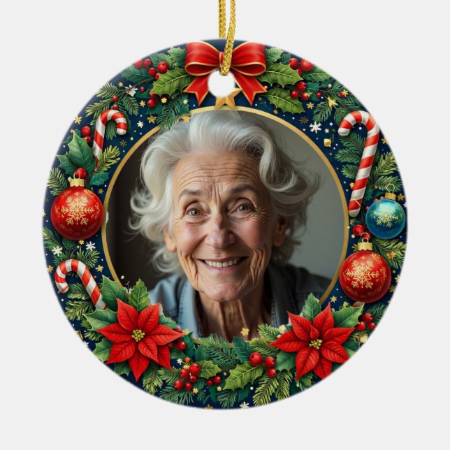 2 sided Memorial Christmas  Ceramic Tree Decoration (Front)
