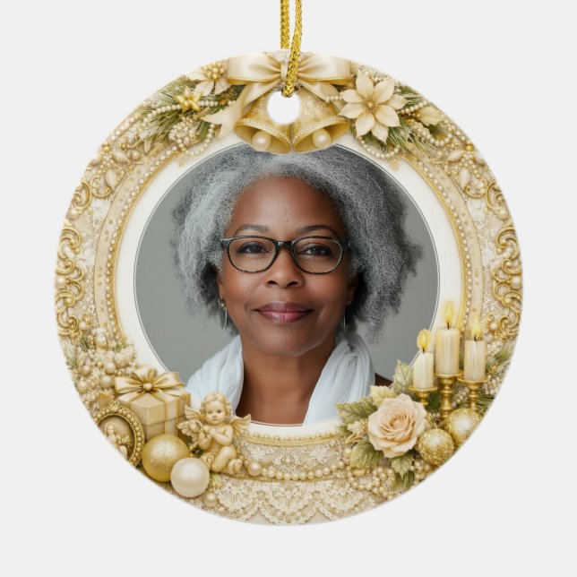 2 sided Memorial Christmas  Ceramic Tree Decoration (Front)
