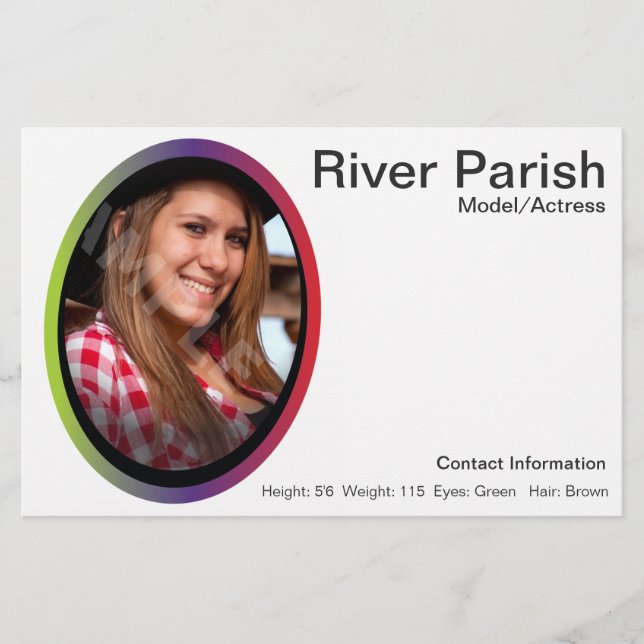 2 sided Model Headshot Cards Models Actors (Front)