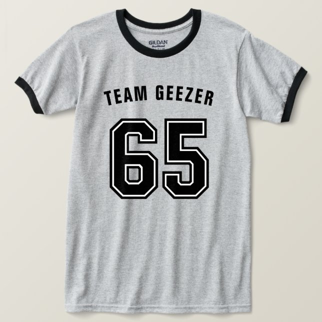 2 Sided Number 65 Ringer T-Shirt (Design Front)