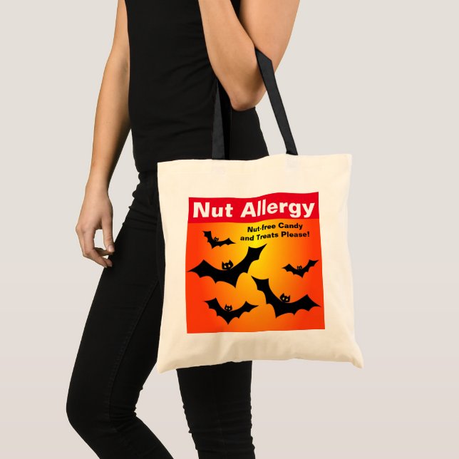 2-Sided Nut Allergy Nut-Free Candy Halloween Treat Tote Bag (Front (Product))