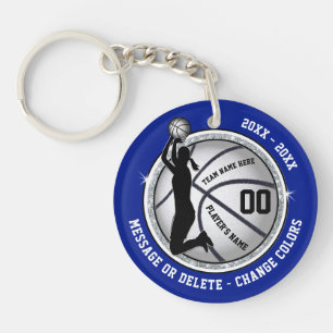 2 Sided Personalised, Blue, Basketball Keychains
