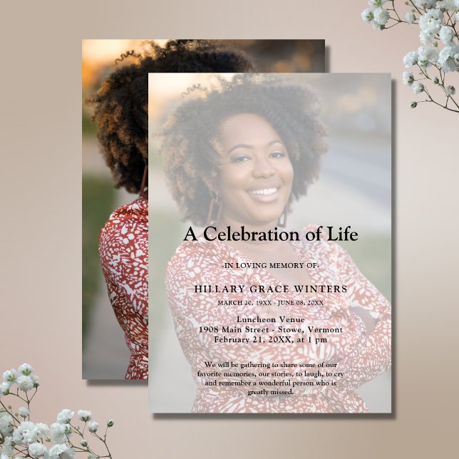 2 Sided Photo Personalised Celebration of Life Invitation (Creator Uploaded)