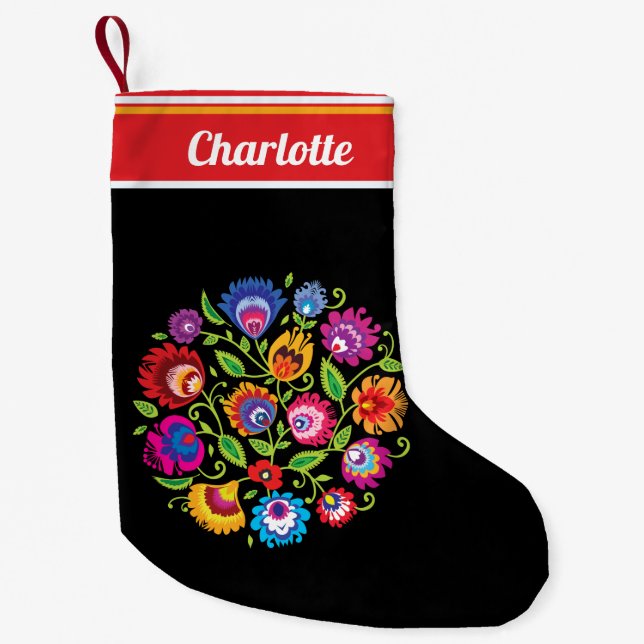 2 sided Polish folklore round composition Small Christmas Stocking (Front)