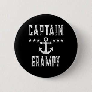 (2 Sided Print) Vintage Captain Grampy Boating Lov 6 Cm Round Badge
