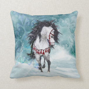 2-sided Snow Horse Throw Pillow