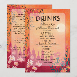 2 sided Sunset Serenade Wedding Menu