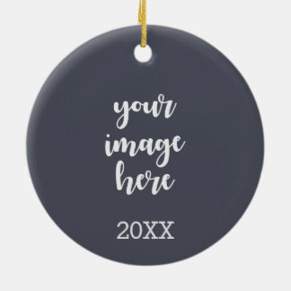 2 Sided Trendy Indigo Text and Image Template Ceramic Tree Decoration