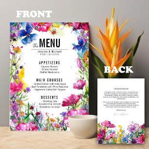 💓2 sided wedding menu Meadow Bloom collection