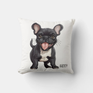 2 sided With custom text, Frenchie puppy Cushion