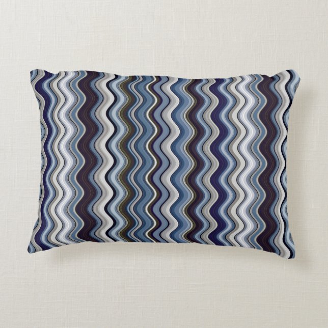 2 Sides 2 Shades Wavy Stripes Decorative Cushion (Back)