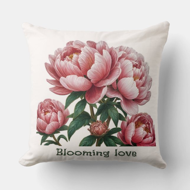 2 sides black & white Blooming love throw pillow (Front)