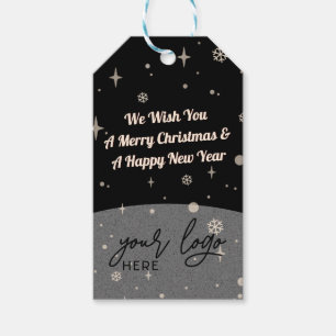 2 sides Business Logo and QR code Black Christmas Gift Tags
