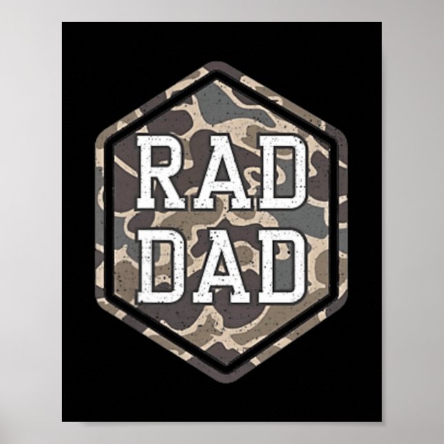 2 Sides Camo Rad Dad Retro Camouflage Daddy Poster (Front)