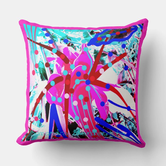 2 SIDES FESTIVE FLOWER  Throw Pillow #1 (Front)