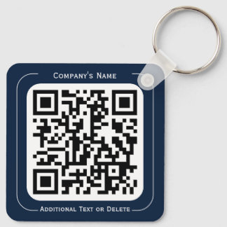 2 sides Your Logo + QR code Simple Business Office Key Ring
