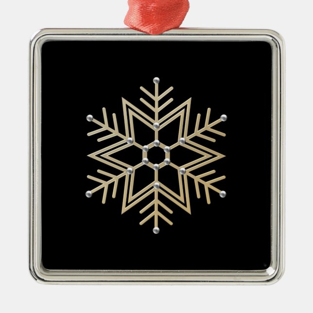 2-Silver and Gold Snowflake 3-D Look Metal Tree Decoration (Front)