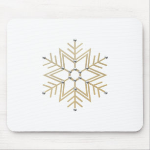 2-Silver and Gold Snowflake 3-D Look Mouse Pad