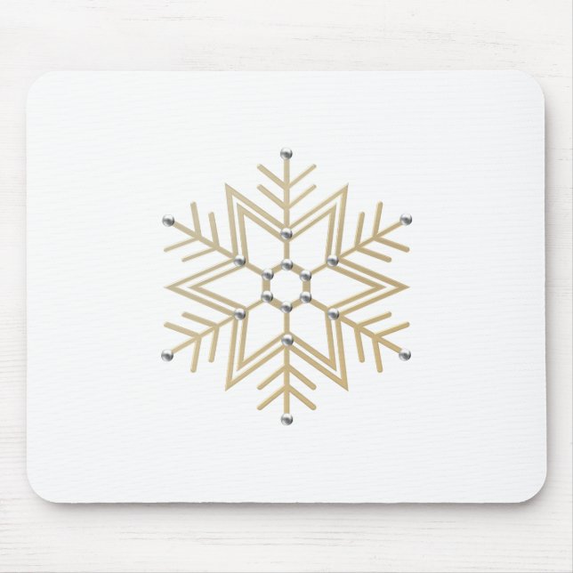 2-Silver and Gold Snowflake 3-D Look Mouse Pad (Front)