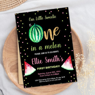 2 Slice Green Watermelon Birthday Invitations