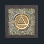 2 Sober Sobriety Recovery Jewellery Box<br><div class="desc">2” or 3” Sober Sobriety Recovery Coin Medallion Trinket Gift Box. This design looks like a sobriety coin or medallion embedded in stone or other materials. There are larger boxes available with similar designs - check them out too. The Circle and Triangle symbol is used in many Recovery and/or Sobriety...</div>