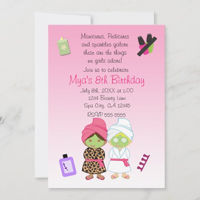 2 Spa Beauty Girls Beauty Birthday Invitation (Front)