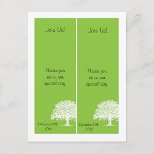 2 Spring Tree Green/White Save the Date Bookmarks Announcement Postcard