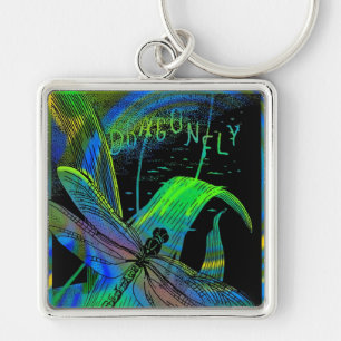 2" Square Dragonfly Keychain
