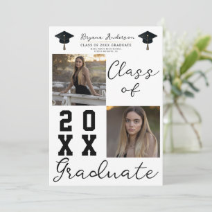 2 Square Photos Class of Graduate Graduation  Invitation