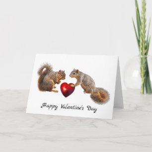 2 Squirrels with Red Heart Valentine's Day Card