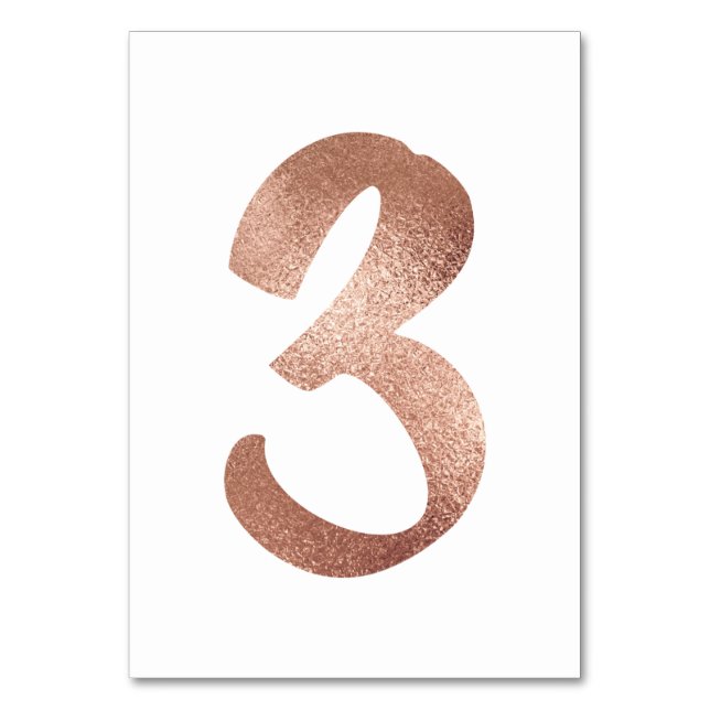 2 Table  Number White Metallic Pink Rose Gold (Front)