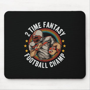 2 Time Fantasy Football Champ Ffl Winner Retro Mouse Pad