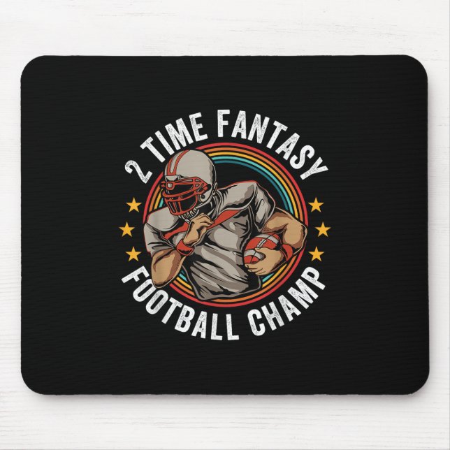 2 Time Fantasy Football Champ Ffl Winner Retro  Mouse Pad (Front)
