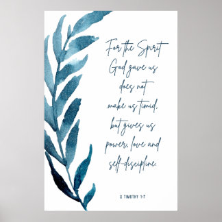 2 Timothy 1:7, Bible Verse Print, Home Decor