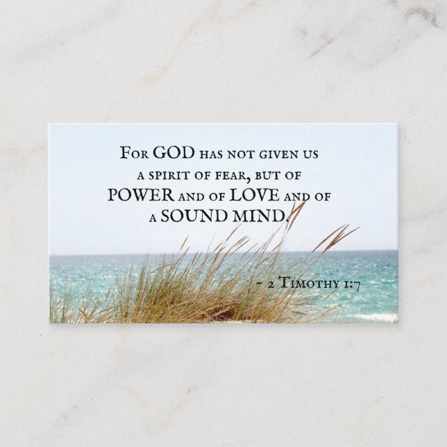 2 Timothy 1:7 God has not given a spirit of fear, Business Card (Front)