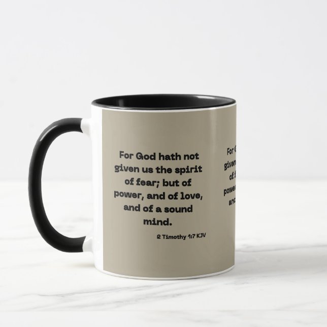 2 Timothy 1:7 KJV Bible Scripture Two-Tone Mug (Left)