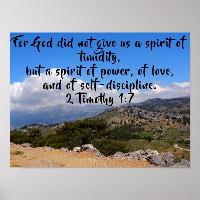 2 Timothy 1:7 Scenic Bible Verse Poster (Front)