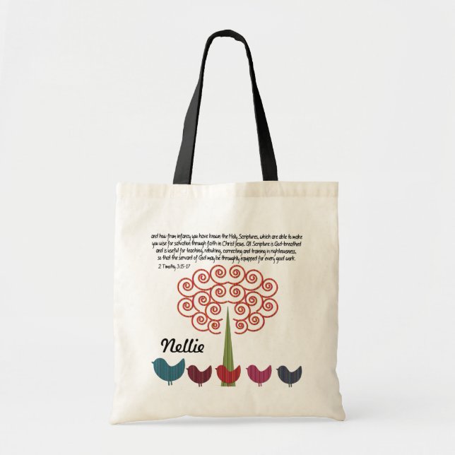 2 Timothy 3:15-17 Scripture Tote Bag (Front)