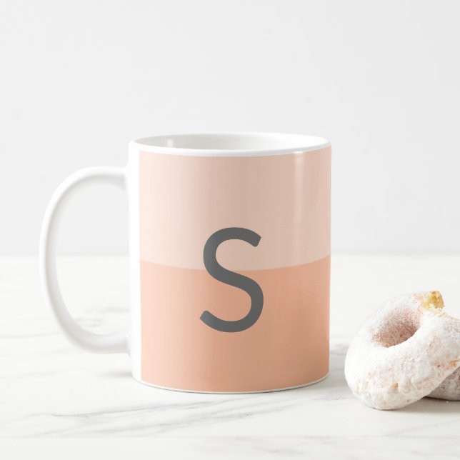 2 Tone Coral Monogram Customised Alphabet Coffee Mug (With Donut)